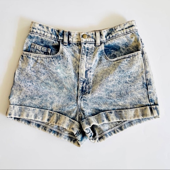 Abercrombie & Fitch Pants - VINTAGE American Apparel High-Rise 90s Acid Wash Denim Shorts, Size 24W